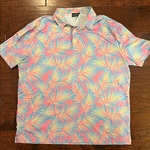 Tropical Palm Print Polo Shirt